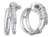 ESTATE .80CT DIAMOND 18KT WHITE GOLD CLASSIC ROUND DOUBLE HOOP HANGING EARRINGS