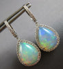 LARGE 10.16CT DIAMOND & AAA AUSTRALIAN OPAL 14KT WHITE GOLD PEAR SHAPE EARRINGS