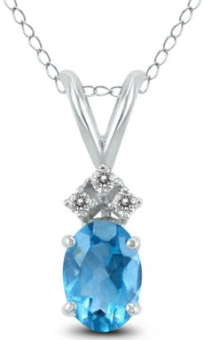 .86CT DIAMOND & BLUE TOPAZ 14KT WHITE GOLD 3D OVAL & ROUND FUN FLOATING PENDANT