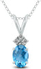 .86CT DIAMOND & BLUE TOPAZ 14KT WHITE GOLD 3D OVAL & ROUND FUN FLOATING PENDANT