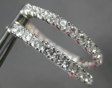 LARGE 4.35CT DIAMOND 18KT WHITE GOLD 3D ROUND INSIDE OUT HOOP HANGING EARRINGS