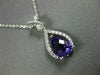 ESTATE 1.12CT DIAMOND & AAA AMETHYST 14K WHITE GOLD PEAR SHAPE TEAR DROP PENDANT
