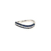 ESTATE .67CT DIAMOND & AAA SAPPHIRE 18KT WHITE GOLD 3 ROW DOUBLE CURVE FUN RING