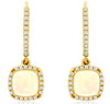 1.45CT DIAMOND & AAA OPAL 14KT YELLOW GOLD SQUARE & ROUND HALO HANGING EARRINGS