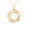 ESTATE .49CT DIAMOND 18K YELLOW GOLD 3D MULTI LEAF CIRCULAR FUN FLOATING PENDANT
