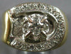 WIDE .85CT DIAMOND 14K 2 TONE GOLD LUCKY SIDEWAYS HORSESHOE SOLITAIRE MENS RING