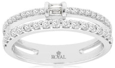 .50CT DIAMOND 14KT WHITE GOLD 3D ROUND & BAGUETTE ENGANGEMENT WEDDING RING SET