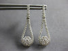 ESTATE .88CT DIAMOND 14KT WHITE GOLD CLASSIC FLOWER TEAR DROP HANGING EARRINGS