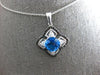 LARGE 2.53CT WHITE & BLACK DIAMOND & BLUE TOPAZ 14KT WHITE GOLD CUSHION PENDANT