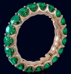 3.60CT AAA EMERALD 14KT ROSE GOLD 3D CLASSIC SHARED PRONG ETERNITY FUN LOVE RING