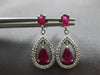 1.50CT DIAMOND & AAA RUBY 14KT WHITE GOLD 3D PEAR SHAPE & ROUND HANGING EARRINGS