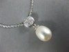 ESTATE .17CT DIAMOND & AAA SOUTH SEA PEARL 18K WHITE GOLD 3D DROP PENDANT #11930