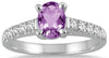 1.23CT DIAMOND & AAA AMETHYST 14K WHITE GOLD OVAL & ROUND LUCIDA FRIENDSHIP RING