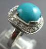 ESTATE LARGE .32CT DIAMOND & AAA TURQUOISE 14KT WHITE GOLD SQUARE HALO FUN RING