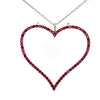 ESTATE LARGE 3.83CT AAA RUBY 18KT WHITE GOLD 3D OPEN HEART LOVE FLOATING PENDANT