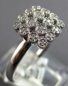 ESTATE .07CT DIAMOND 14KT WHITE GOLD 3D CLASSIC SQUARE CLUSTER FILIGREE FUN RING