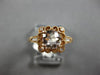 ESTATE .95CT DIAMOND & AAA MORAGNITE 14KT ROSE GOLD FUN ROUND FLOWER SQUARE RING