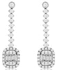 .95CT DIAMOND 14KT WHITE GOLD ROUND & BAGUETTE CLUSTER SQUARE HANGING EARRINGS