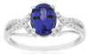 Estate 1.44Ct Diamond & AAA Tanzanite 14K White Gold Oval & Round Criss Cross Love Ring