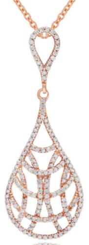 .50CT DIAMOND 14KT ROSE GOLD DOUBLE TEAR DROP CRISS CROSS LOVE FLOATING PENDANT