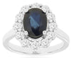 3.1CT DIAMOND & AAA SAPPHIRE 14KT WHITE GOLD OVAL & ROUND PRINCESS DIANA RING