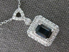 1.74CT DIAMOND & AAA SAPPHIRE 14K WHITE GOLD 3D EMERALD CUT DOUBLE HALO NECKLACE