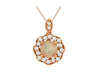 .46CT DIAMOND & AAA OPAL 14K ROSE GOLD 3D ROUND FLOWER FILIGREE FLOATING PENDANT