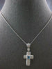 LARGE .66CT DIAMOND & AAA BLUE TOPAZ 14KT WHITE GOLD 3D CROSS FLOATING PENDANT