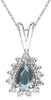 .95CT DIAMOND & AAA AQUAMARINE 14KT WHITE GOLD PEAR SHAPE ROUND FLOATING PENDANT