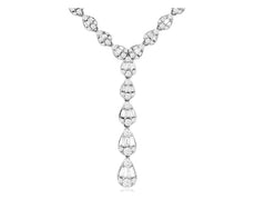 2.80CT DIAMOND 14KT WHITE GOLD 3D ROUND & BAGUETTE JOURNEY LARIAT LOVE NECKLACE