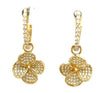 ESTATE .62CT DIAMOND 18KT YELLOW GOLD 3D CLASSIC FLOWER HUGGIE HANGING EARRINGS