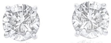 ESTATE .75CT DIAMOND 14KT WHITE GOLD 3D ROUND CLASSIC SOLITAIRE STUD EARRINGS