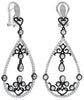 2.51CT WHITE & ROSE CUT DIAMOND 18KT WHITE & BLACK GOLD TEAR DROP LOVE EARRINGS