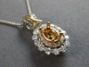 .50CT DIAMOND 18K WHITE & ROSE GOLD OVAL DOUBLE HALO SEMI MOUNT FLOATING PENDANT