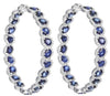 19.38CT DIAMOND & AAA SAPPHIRE 18K WHITE GOLD ROUND MULTI SHAPE HANGING EARRINGS
