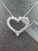 LARGE 1.12CT DIAMOND 18KT WHITE GOLD 3D CLASSIC OPEN HEART LOVE FLOATING PENDANT