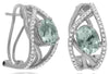2.73CT DIAMOND & AAA GREEN AMETHYST 14K WHITE GOLD OVAL & ROUND HANGING EARRINGS