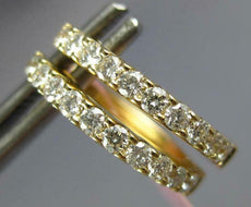 ESTATE .58CT DIAMOND 14K YELLOW GOLD 3D CLASSIC 2MM HUGGIE HOOP HANGING EARRINGS