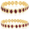 12.02CT DIAMOND & AAA RUBY 18KT YELLOW GOLD 3D OVAL & ROUND CUFF BANGLE BRACELET