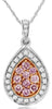 .26CT WHITE & PINK DIAMOND 14K WHITE & ROSE GOLD CLUSTER PEAR SHAPE HALO PENDANT
