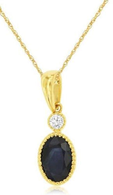 .61CT DIAMOND & AAA SAPPHIRE 14KT YELLOW GOLD OVAL & ROUND FUN FLOATING PENDANT