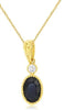 .61CT DIAMOND & AAA SAPPHIRE 14KT YELLOW GOLD OVAL & ROUND FUN FLOATING PENDANT
