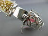 WIDE GIA 8.39CT FANCY COLOR DIAMOND 18KT WHITE GOLD 3D MULTI ROW CLUSTER BANGLE