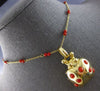 EXTRA LARGE & LONG AAA CORAL 18K YELLOW GOLD BY THE YARD LADYBUG NECKLACE #28104