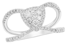 .53CT DIAMOND 14K WHITE GOLD 3D ROUND CLUSTER TRILLION TRIANGULAR LOVE KNOT RING