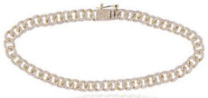 .85CT DIAMOND 14KT YELLOW GOLD 3D CLASSIC CUBAN ETERNITY UNISEX TENNIS BRACELET