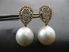 ESTATE LARGE 1.40CT DIAMOND & AAA SOUTH SEA PEARL 18K ROSE GOLD HALO TEAR DROP EARRINGS