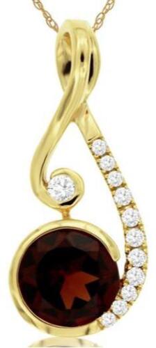 1.08CT DIAMOND & AAA GARNET 14KT YELLOW GOLD TEAR DROP MUSICAL NOTE FUN PENDANT
