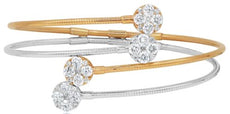 2.56CT DIAMOND 18K WHITE & ROSE GOLD MULTI FLOWER FLEXIBLE SNAKE BANGLE BRACELET
