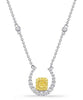 .83CT WHITE & CANARY DIAMOND 14K 2 TONE GOLD HORSESHOE BY THE YARD LOVE NECKLACE